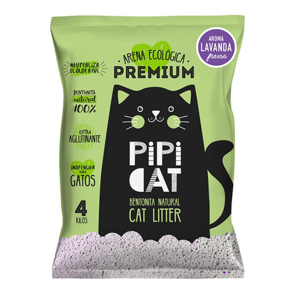 PIPICAT Arena para Gatos Lavanda 4KG - Aglutinante y Ecológica