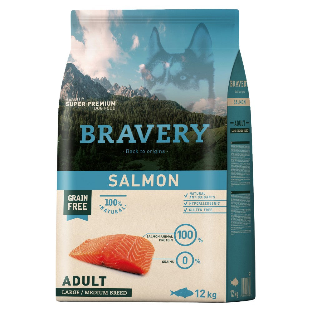 BRAVERY Adult Large/Medium Breeds Salmón Perros