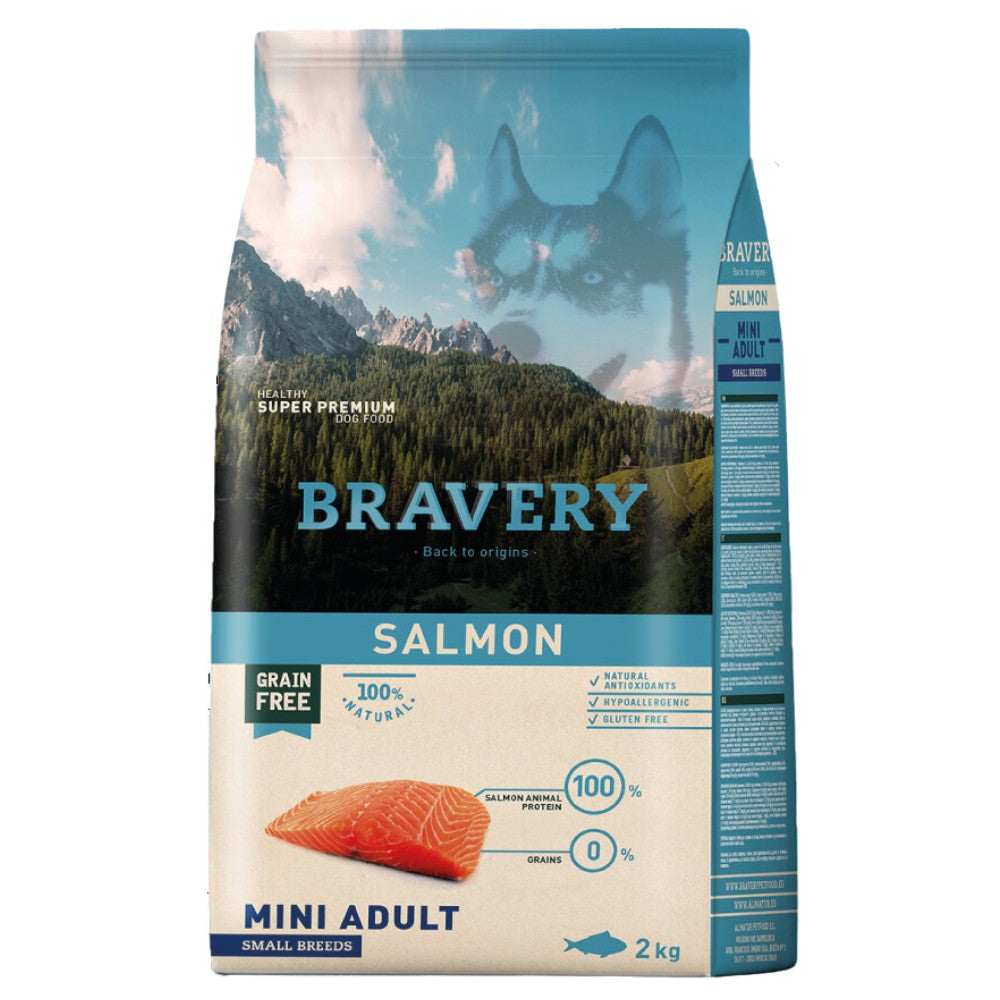 BRAVERY Mini Adult Salmón - Croquetas Grain Free para Perros Mini