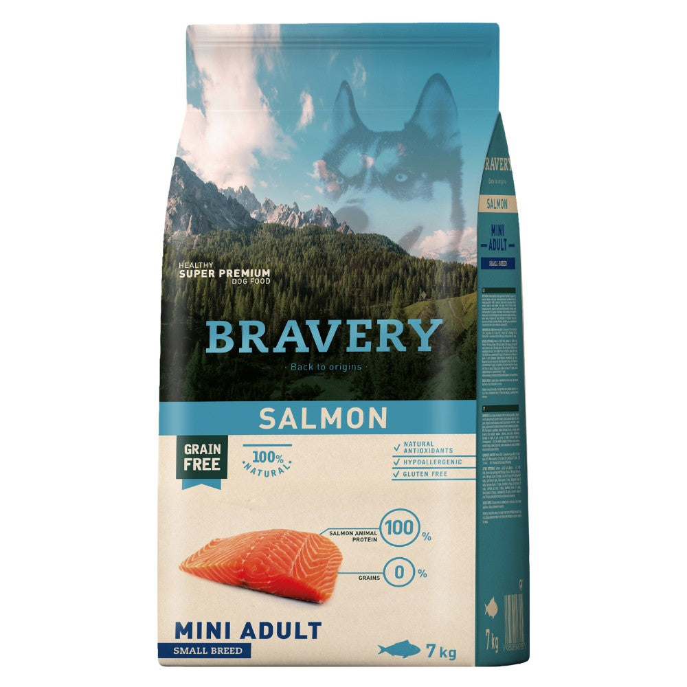 BRAVERY Mini Adult Salmón - Croquetas Grain Free para Perros Mini