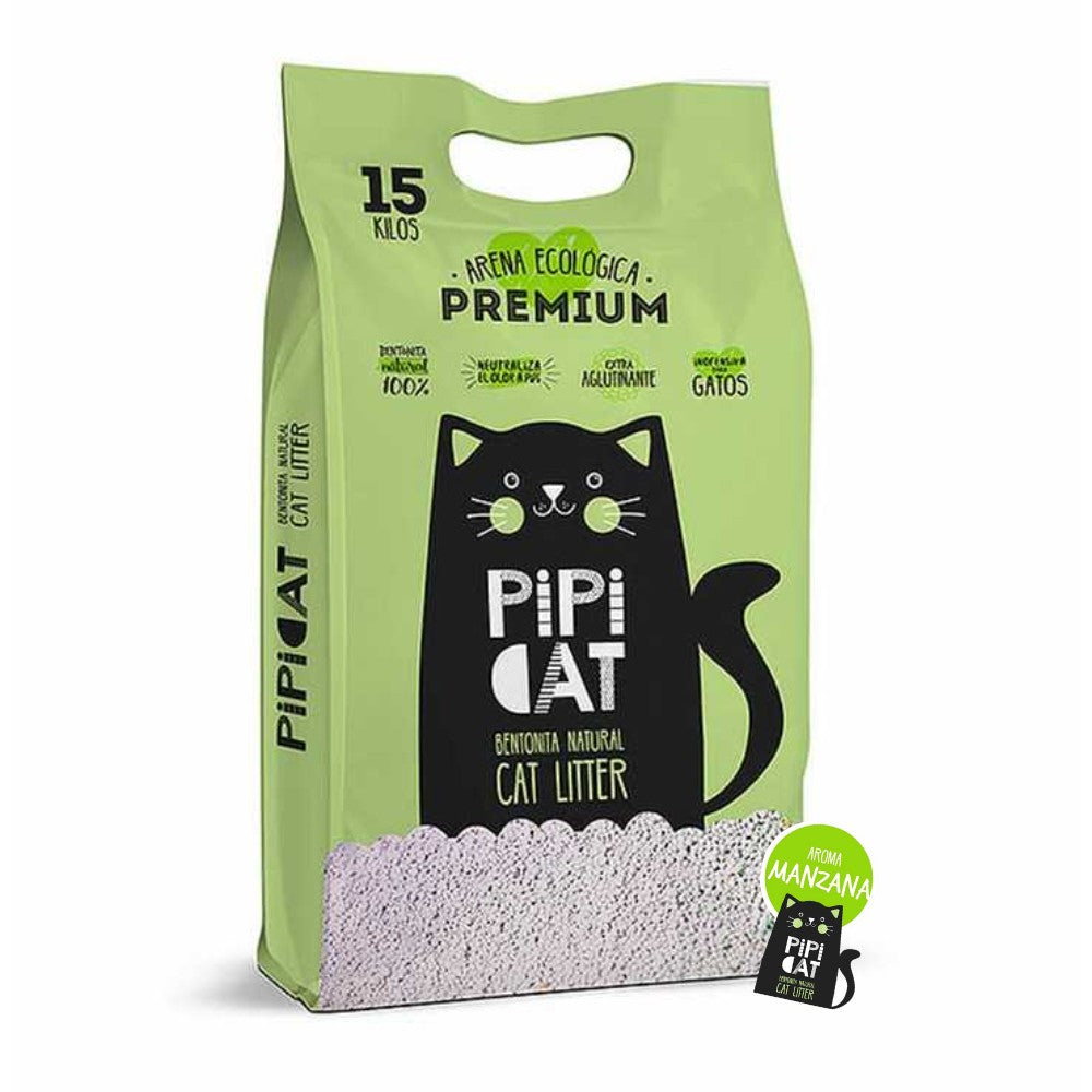 PIPICAT Arena para Gatos, Manzana Higiene y Frescura Diaria 4/15 KG