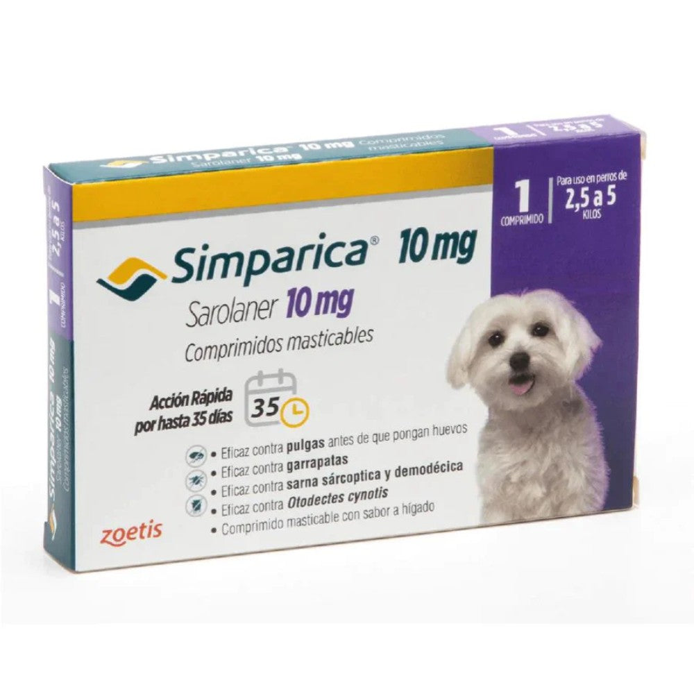 SIMPARICA Protección Antiparasitaria Perros 2,5 a 5 KG - Pulgas
