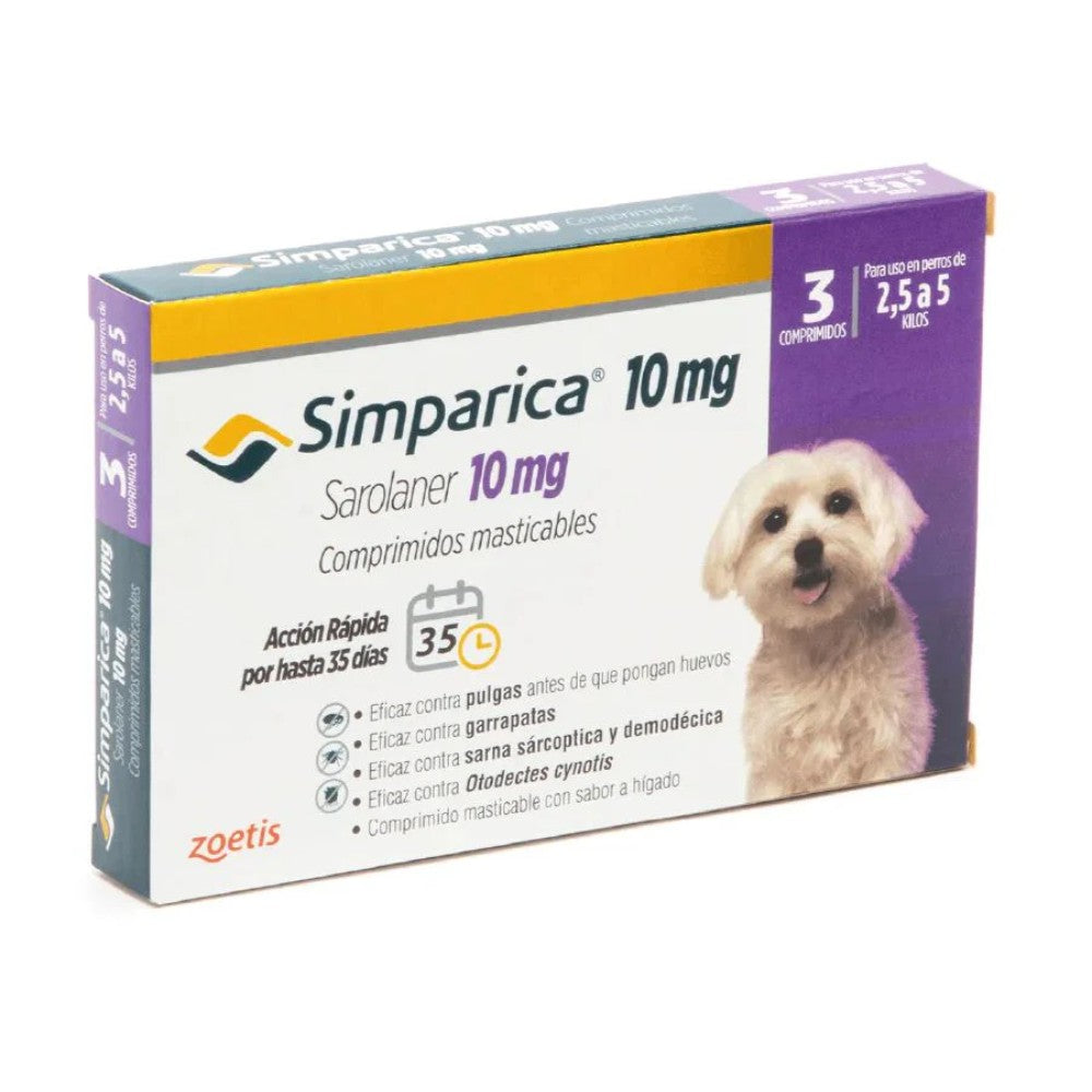 SIMPARICA Protección Antiparasitaria Perros 2,5 a 5 KG - Pulgas