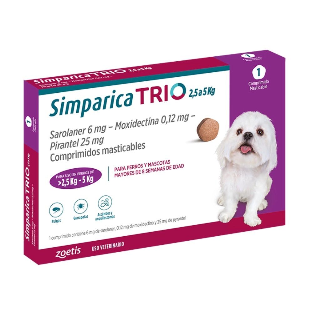 SIMPARICA TRIO Perros Pequeños 2,5 a 5 KG