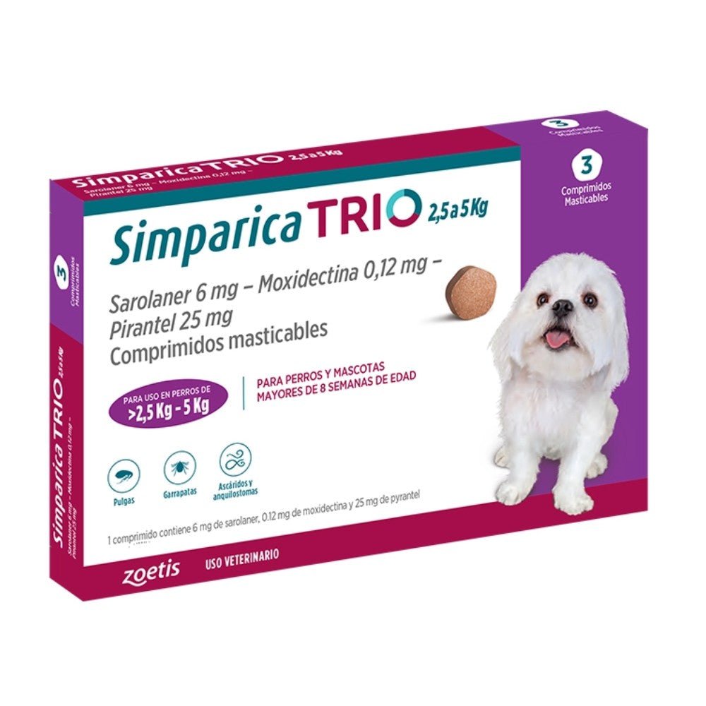 SIMPARICA TRIO Perros Pequeños 2,5 a 5 KG