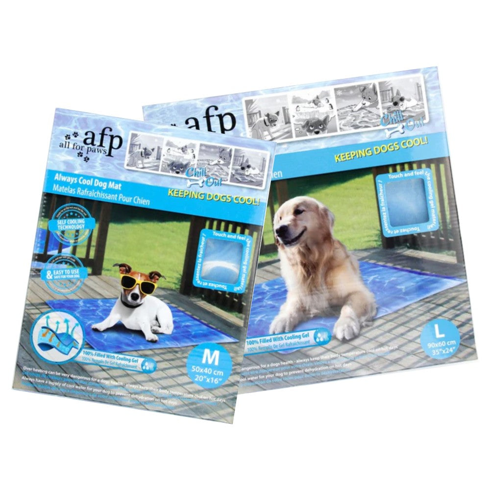 Empaque de mantas de enfriamiento para perros AFP Chill Out en tallas M/L, gel refrigerante autoinflable para el verano canino