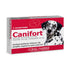 Envase con franjas rojo y blanco de Canifort antiparasitario interno de amplio espectro para Perros Drag Pharma en comprimido