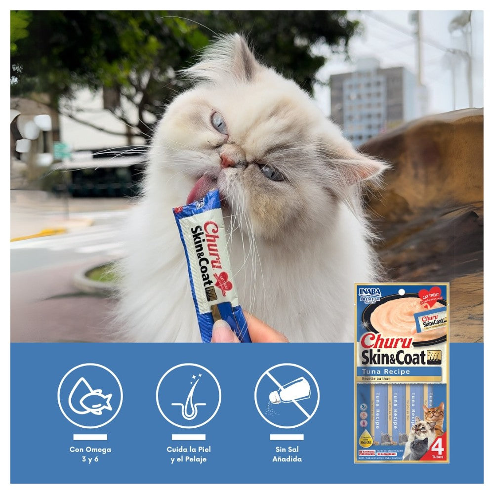 Churu de INABA Skin & Coat Sabores Atún - Gatos