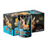 Pack FIT Formula Snack Crunchy para gatos: caja y bolsa 100 gr negro y celeste, imagen de gato, logo catnip y sello atún/salmón