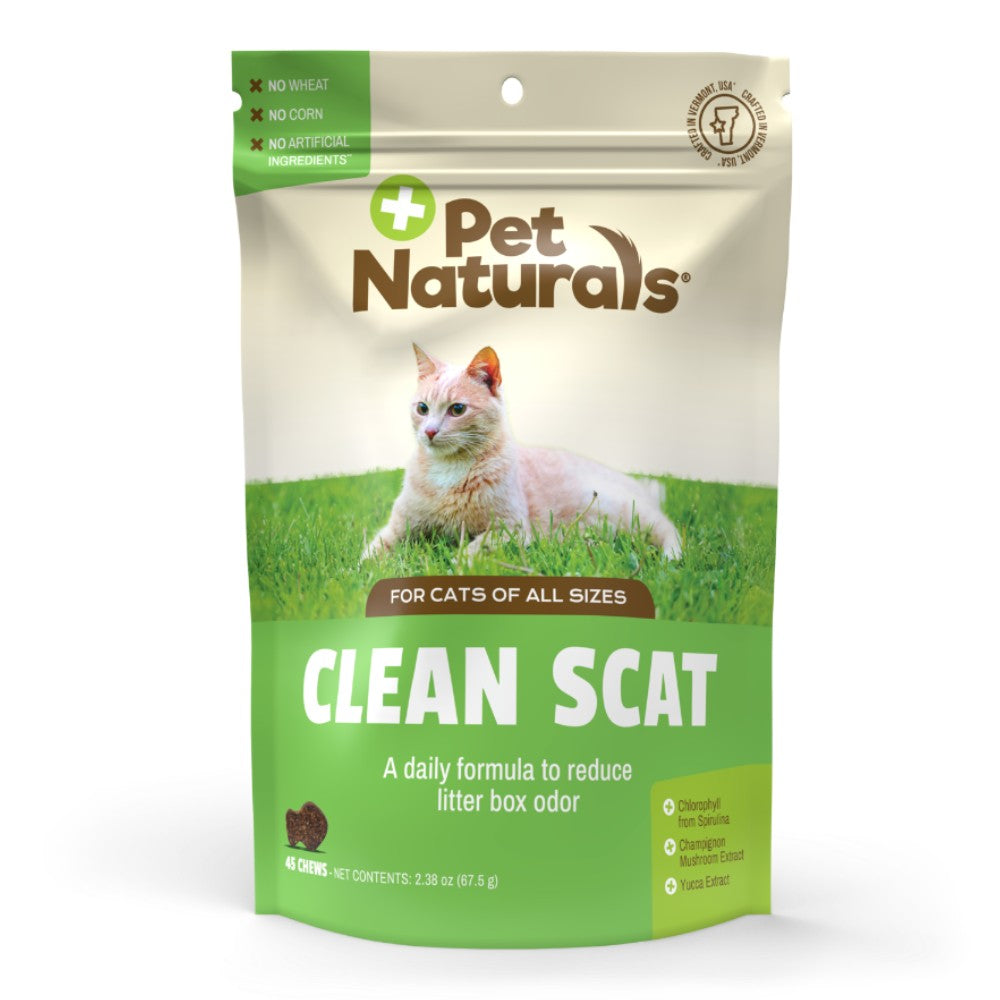 Bolsa frontal de Clean Scat para Gatos Pet Naturals, 45 masticables para reducir olores del arenero de forma natural
