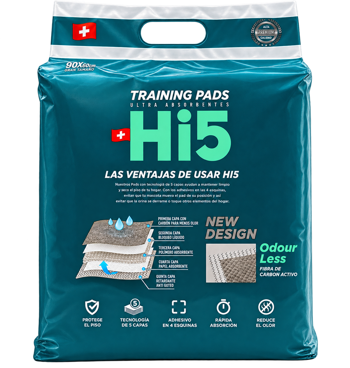 HI5 Sabanillas para Perros con Carbón Activo, ultra absorbentes