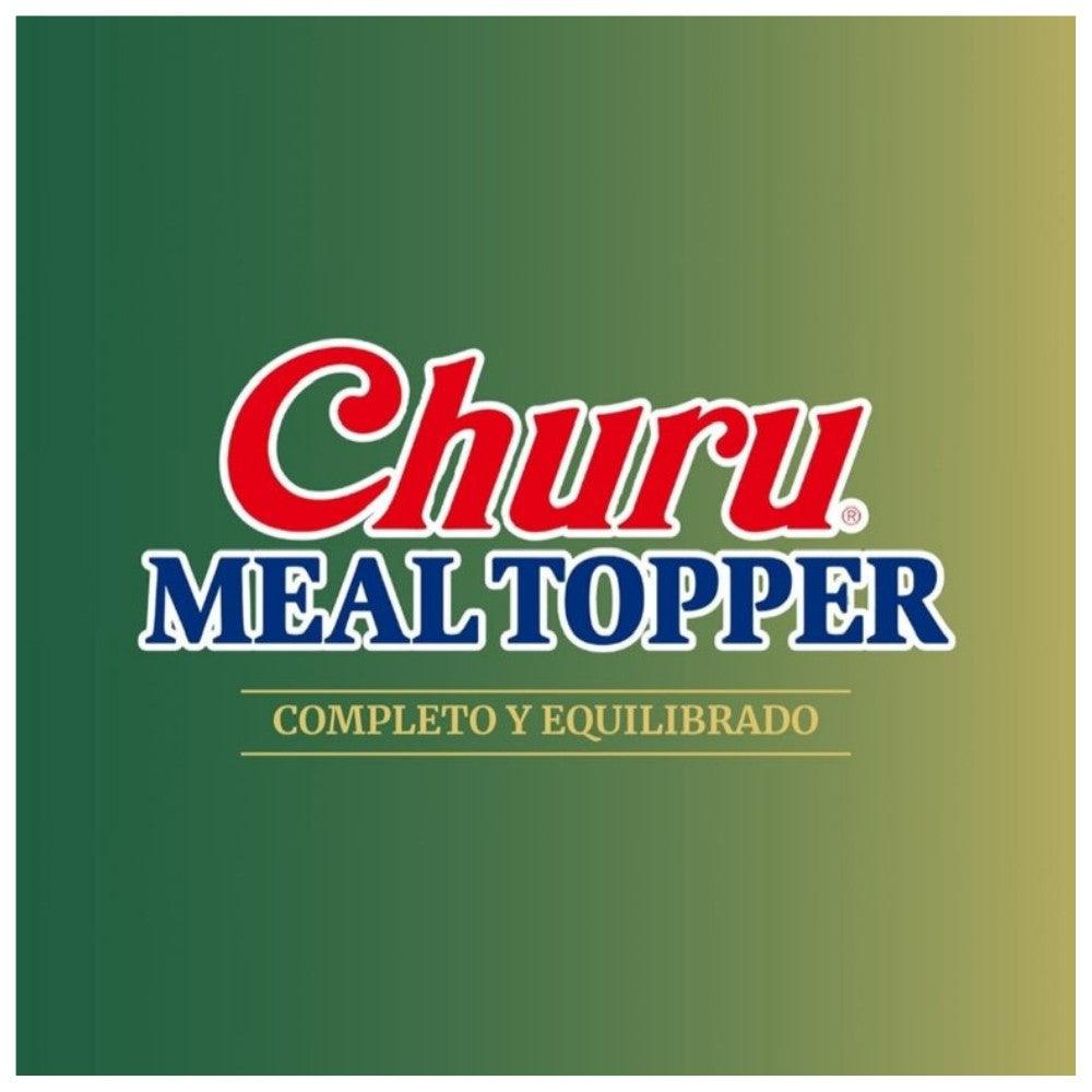 Logo oficial de Churu Meal Topper destacando que es un alimento completo y equilibrado para perros adultos en formato de puré