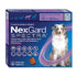 Caja NexGard Spectra color morado/azul con perro Pastor Australiano, cubre peso de perros grandes, 3 comprimidos masticables