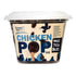 Frente pote premios Patagon Raw Chicken Pop Masticables Perros de 160 gramos. Etiqueta dice snack 100% pollo que mejora la salud dental